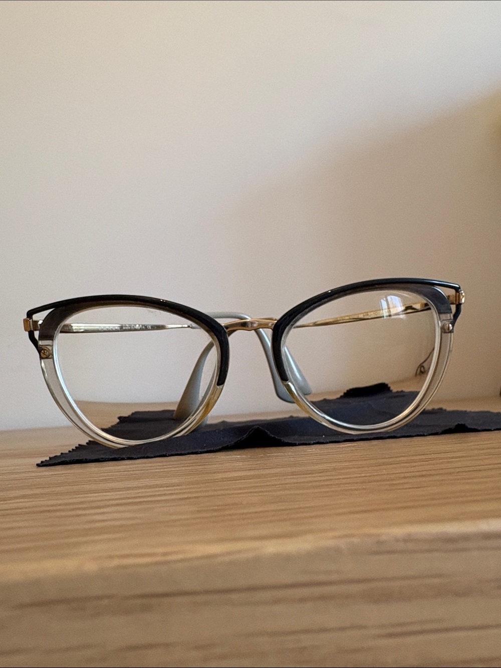 Authentic Prada Gold Temple with Clear Gray/Blue Frames - Picture 5 of 6